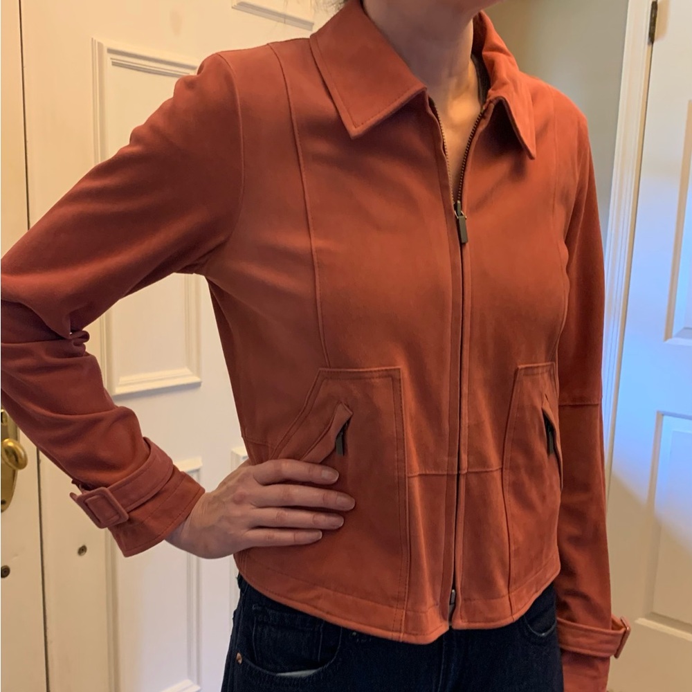 Worth New York 100% Suede Leather Jacket, Size Small, Muddy Pink